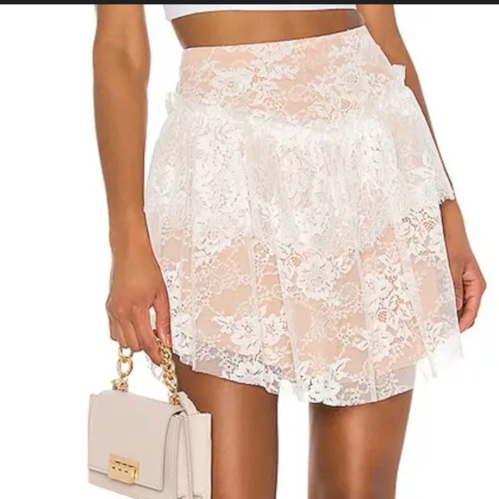 For Love & Lemons Verbena High Rise Waisted Lace Skirt NWT Size Small Dainty